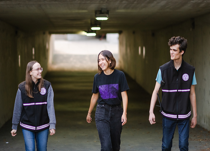 Two Foot Patrol officers walking a student home