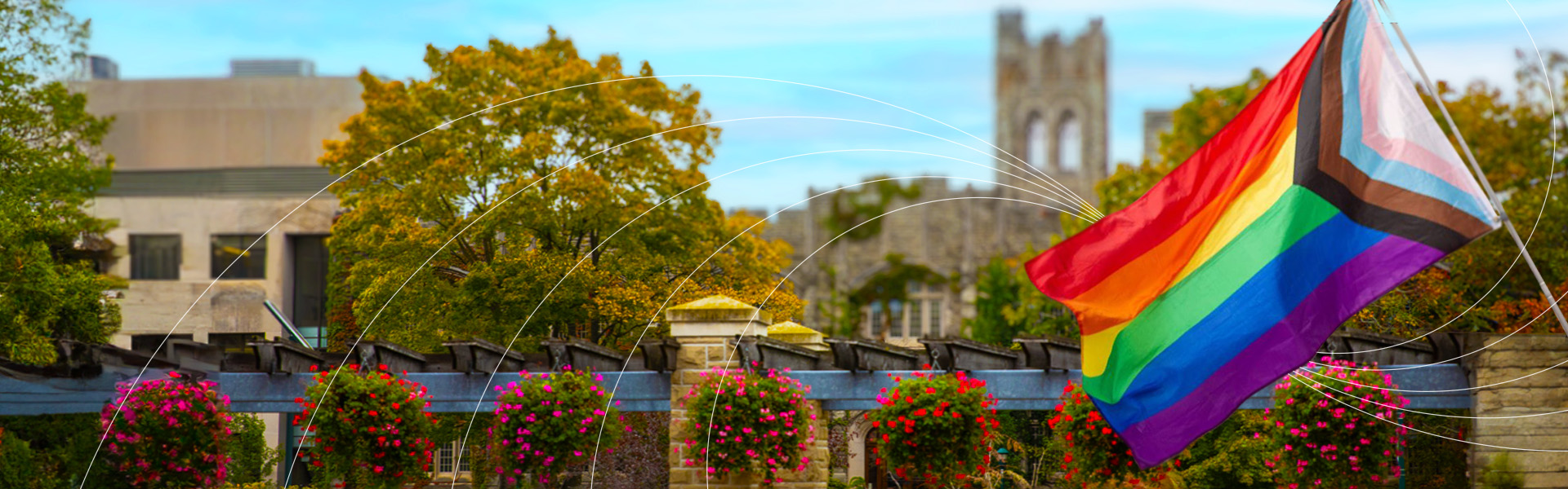 Pride Progress flag on Western campus