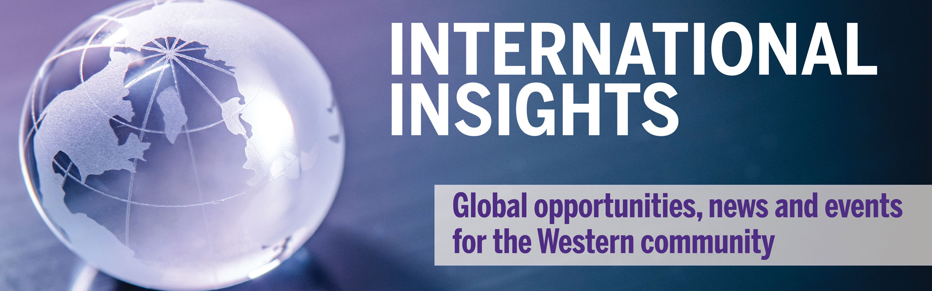 International Insights masthead showing purple globe