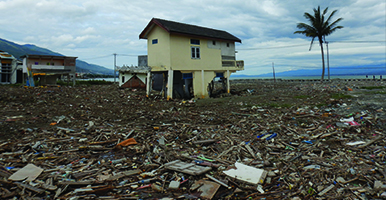 House on stilts after hurricane