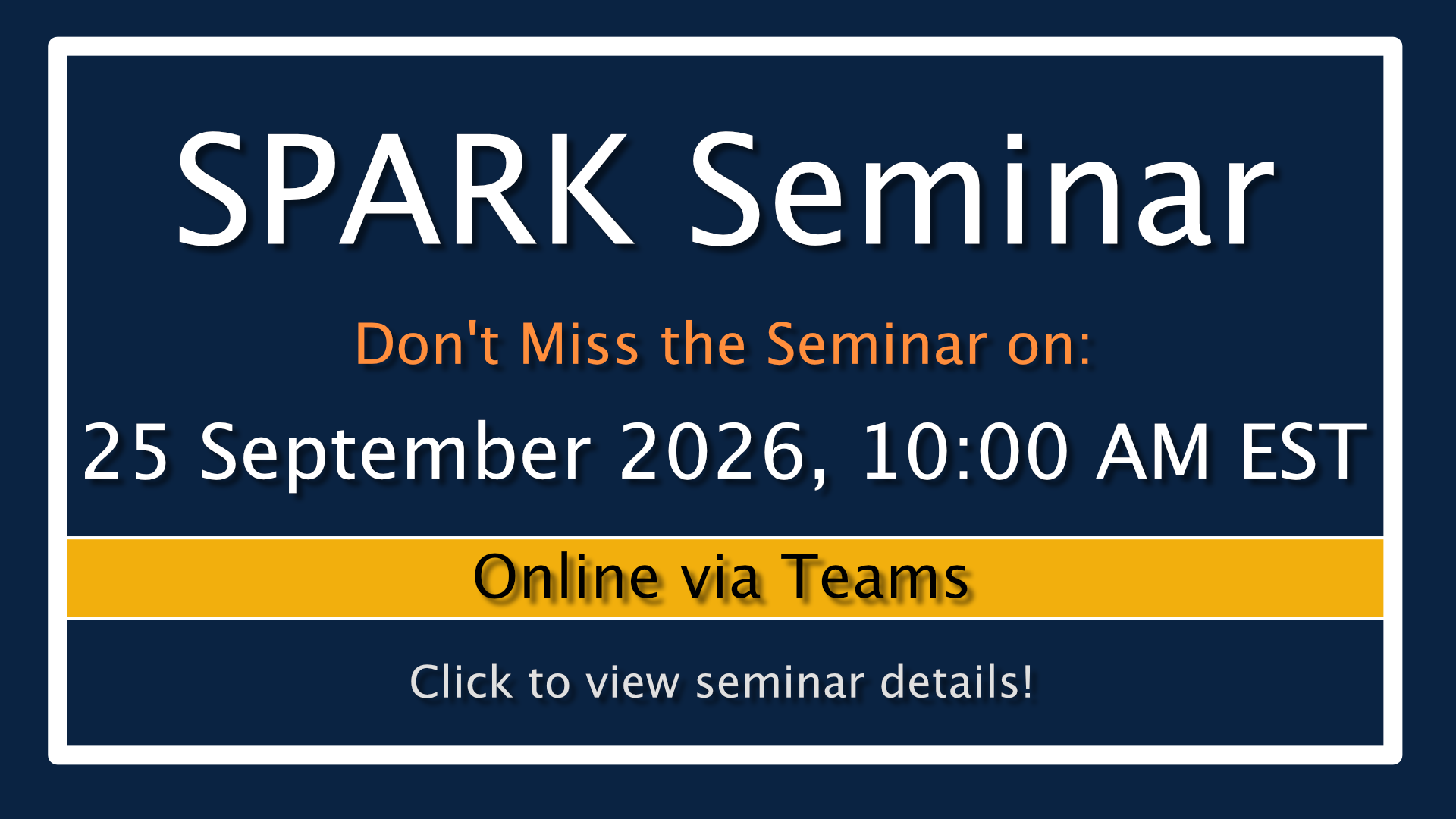 25 Sept 2026 SPARK Seminar