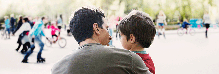 son and dad at park