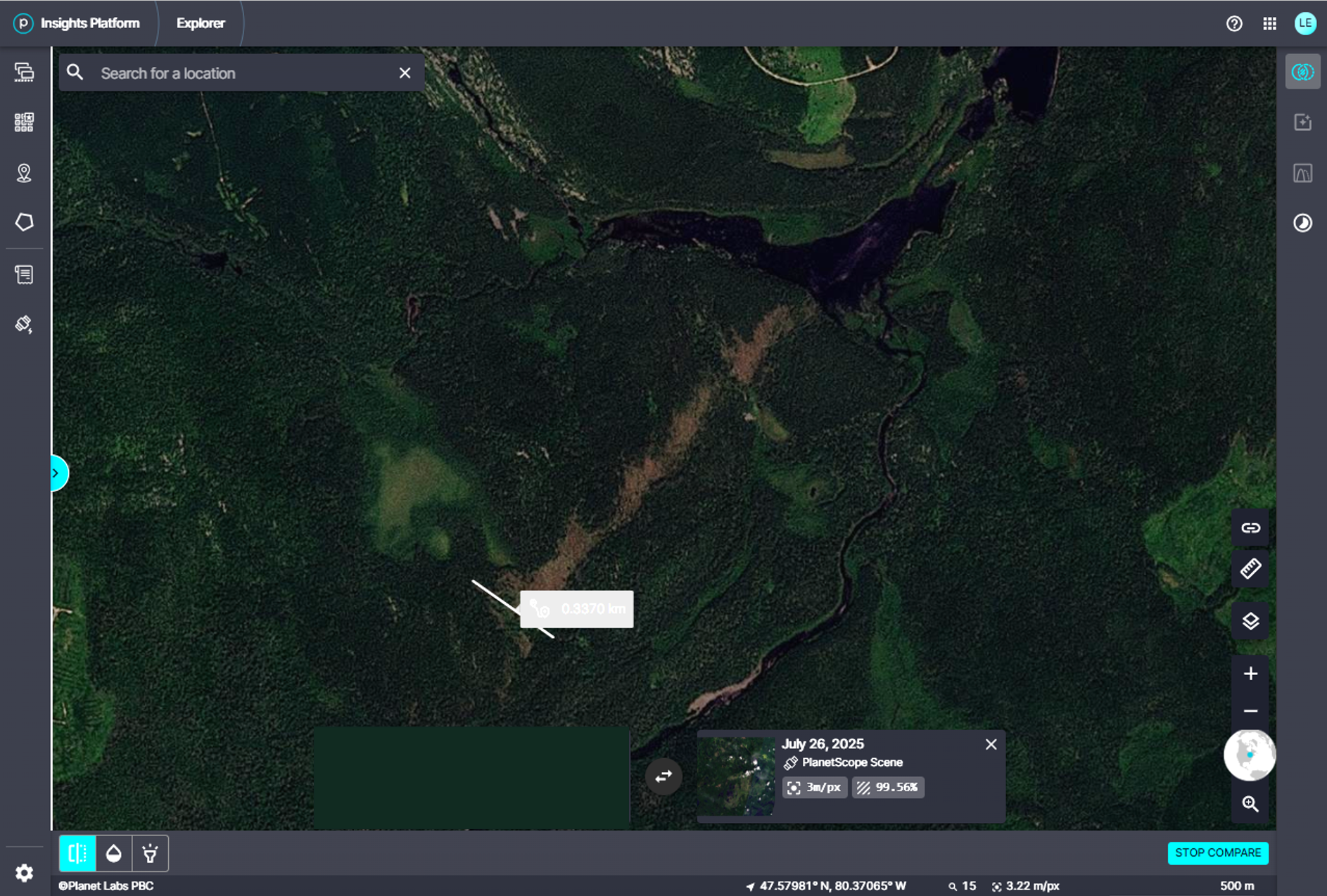 Damage on satellite image
