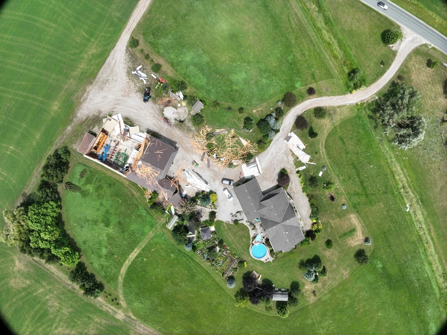 Drone image of Mitchell damage