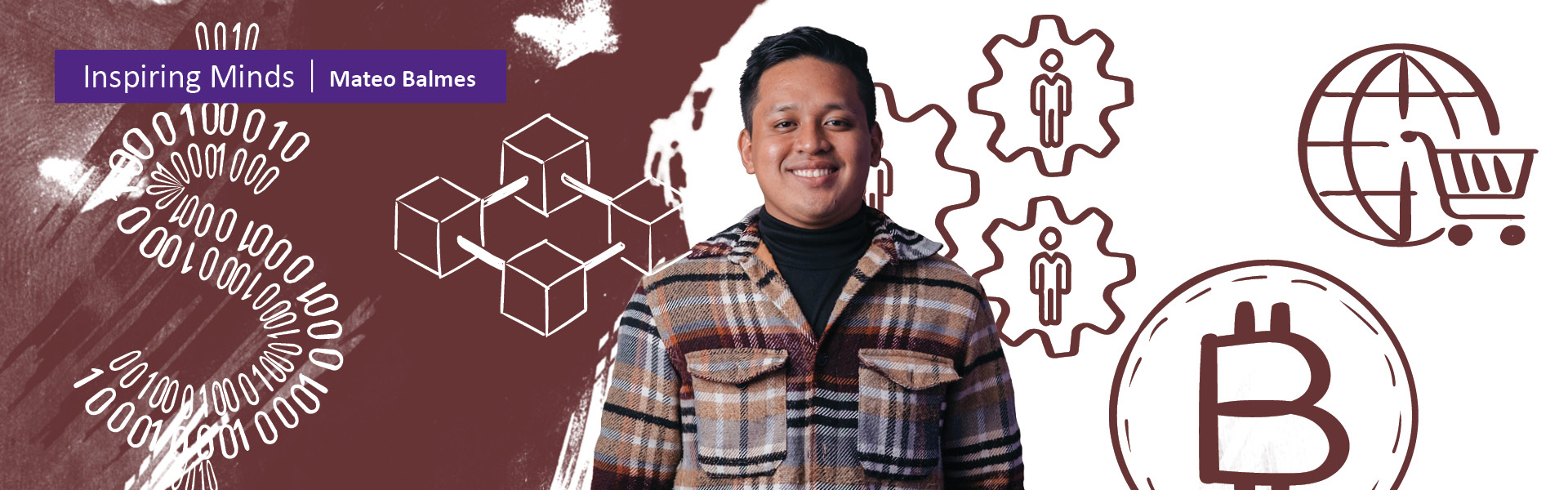 Photo of former MBA Candidate Mateo Balmes with illustrated background