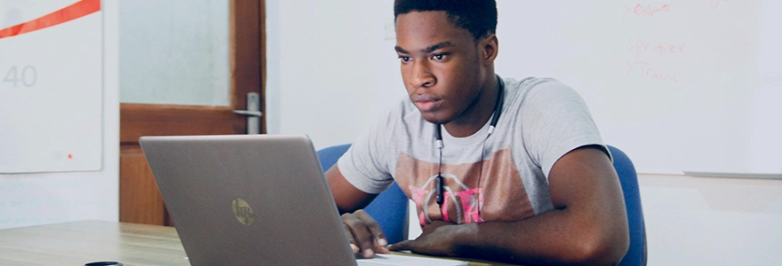 Man working on a laptop