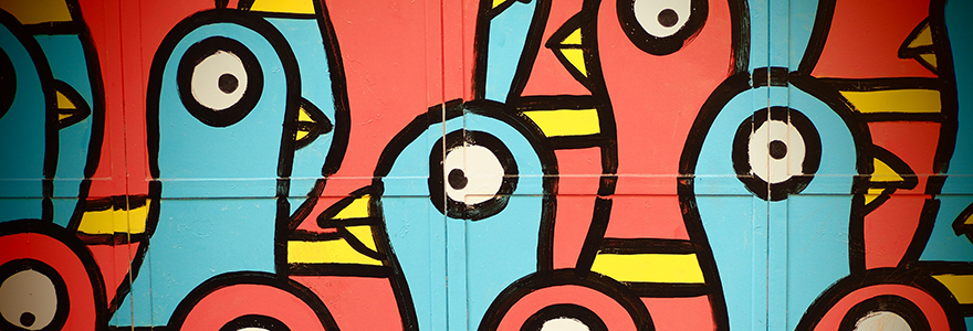 Decorative image of street art of birds