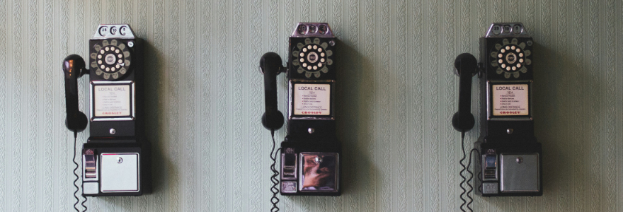 A row of telephones