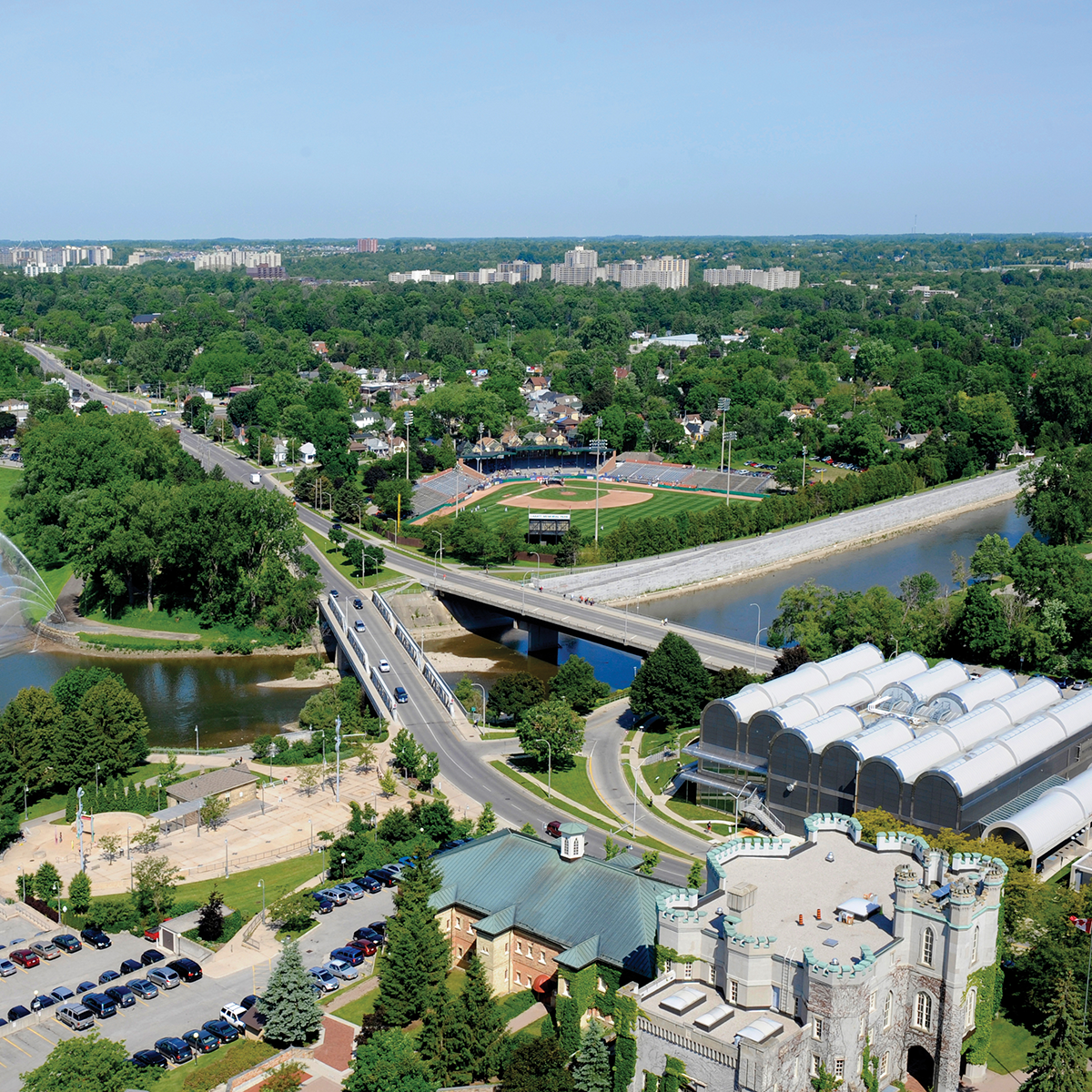Photo of the forks of Deshkan Ziibi (Thames River), takene by drone