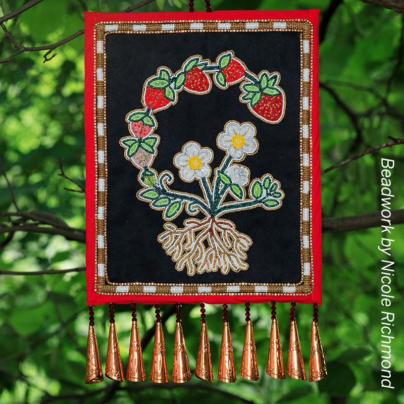 Hanging strawberry beadwork by Nicole Richmond