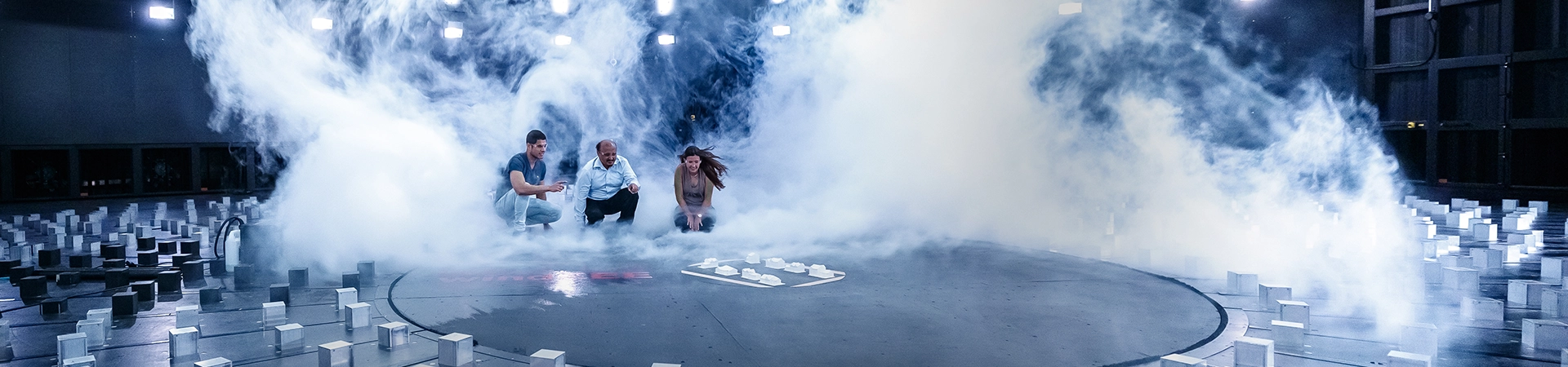 Researchers using the WindEEE Dome in action