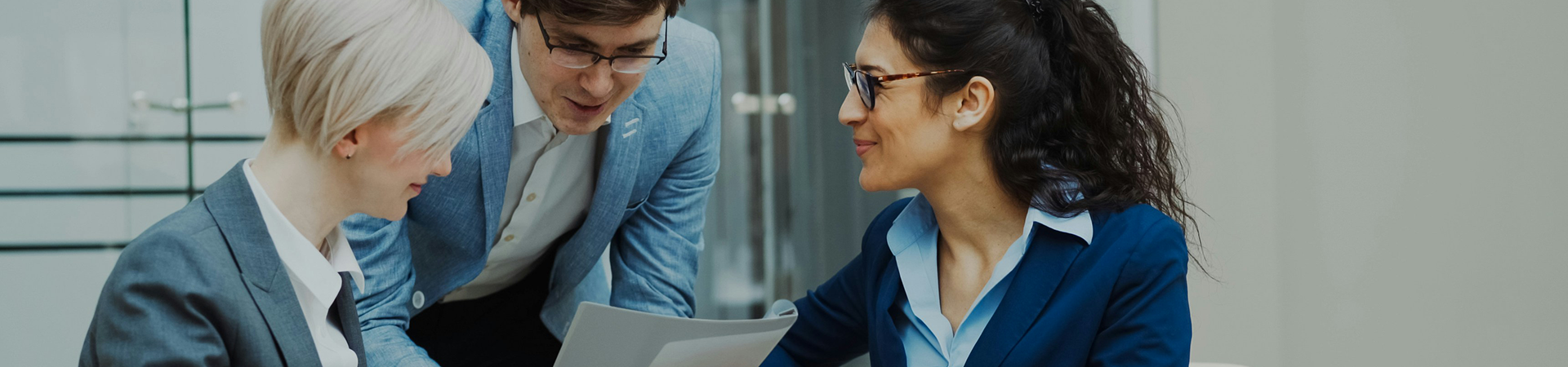 Three people negotiating