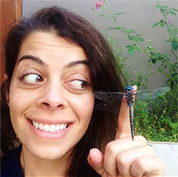 Lauren Des Marteaux and a friendly dragonfly at the first annual Bug Day. 