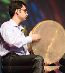 Tabatabaei plays the Daf to unwind.