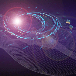 Synchrotron Schematic over abstract background