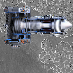 An image of a corroded surface showing a transition from an undamaged area which progresses into a more heavily damaged area.