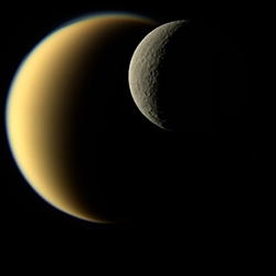 Saturn and Titan, Copyright NASA