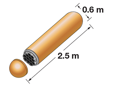 Used nuclear fuel containers, made from steel and copper, are designed to contain and isolate nuclear waste underground.