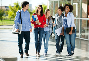 Students walking on campus