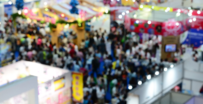 Job fair attendees, blurred for effect