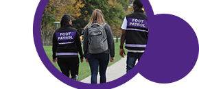 Foot Patrol volunteers walking on campus