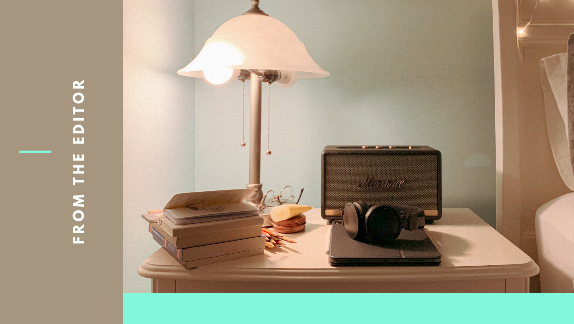 A radio sitting on a table