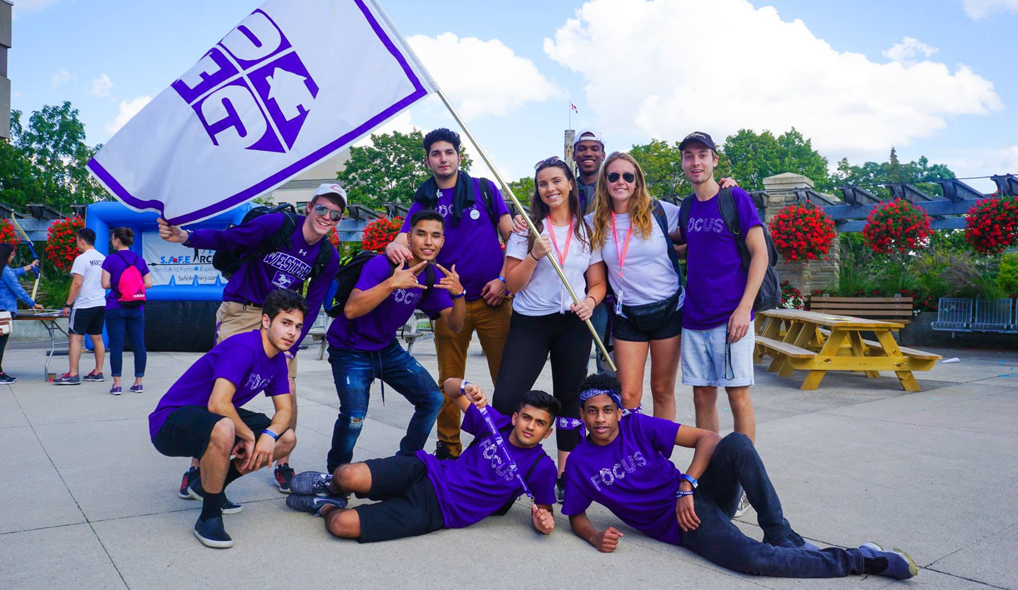 A group of Sophs standing on concrete beach