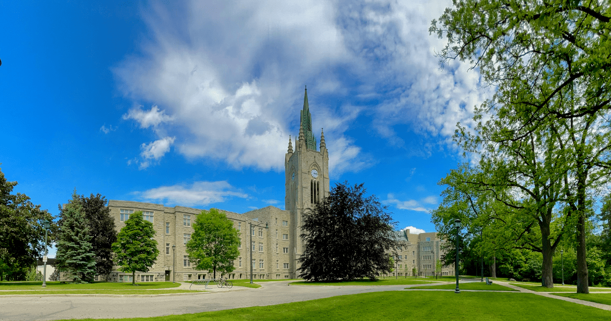 A photo of Middlesex College on campus on a bright sunny day