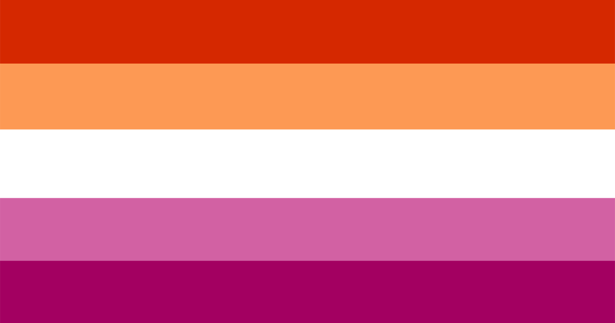 A photo of the Lesbian flag designed by Emily Gwen