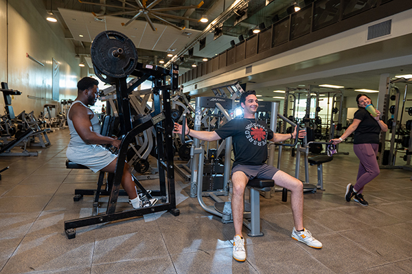 a student working out inside the rec centre
