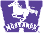 Mustangs purple W logo with white horse running