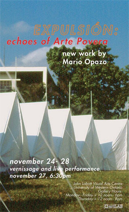 Artlab Exhibition - Expulsion: Echoes of Arte Povera, New Work by Mario Opazo (poster)