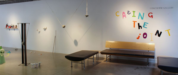 installation view, sculptures and title wall